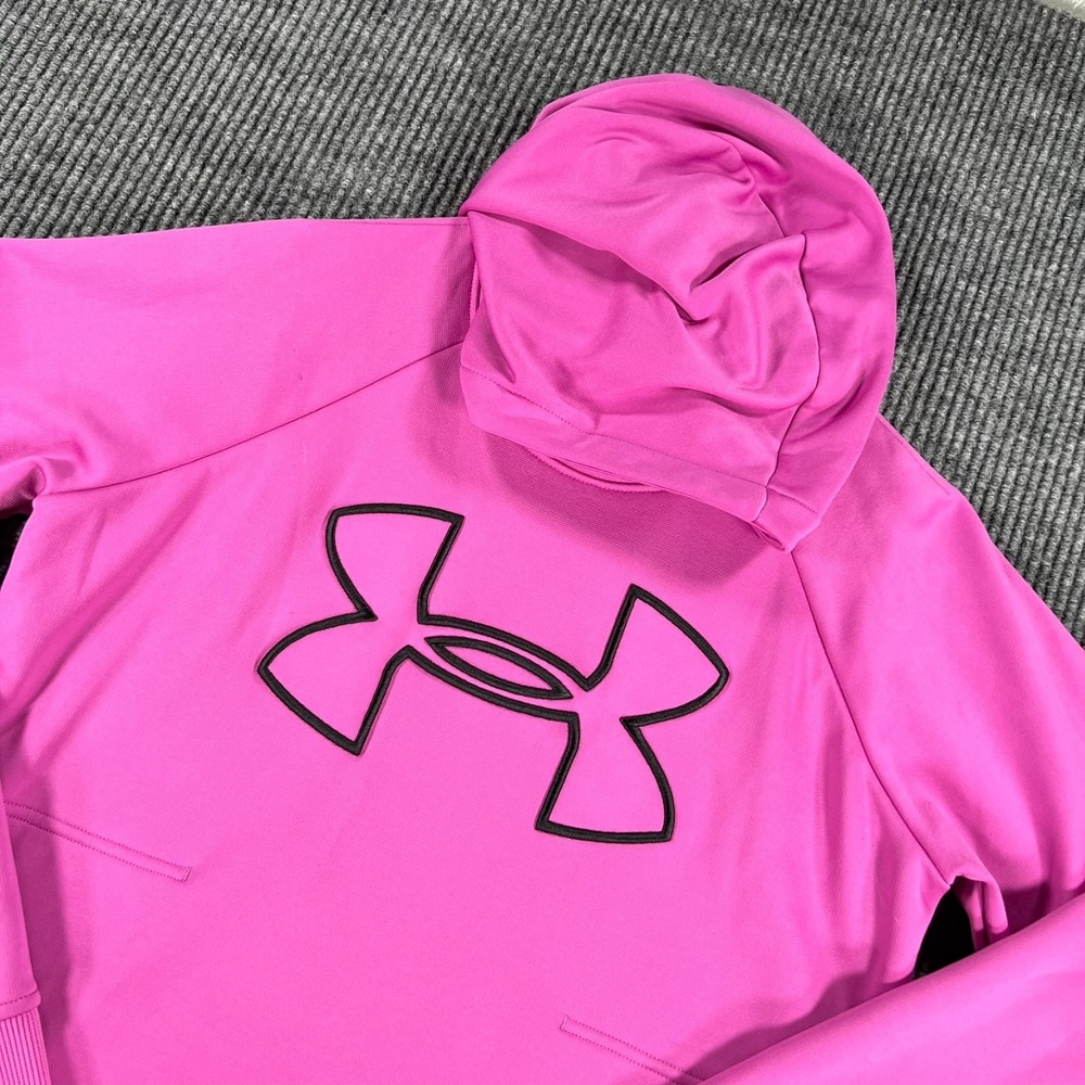 Under Armour Hoodie Sweatshirt Womens Small Purple Long Sleeve Loose Fit Cold